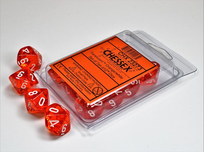 Hovedbilde Translucent Orange/white Set of Ten d10s