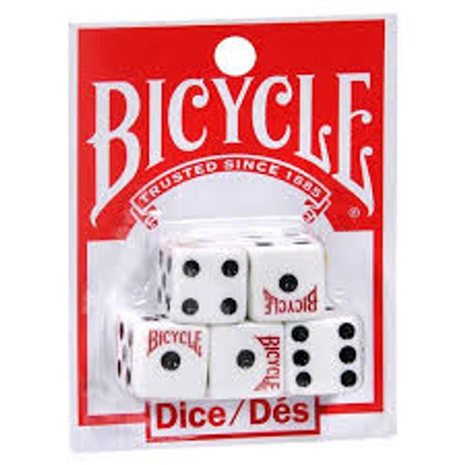 Hovedbilde D6 Opaque Bicycle White with Black Dice Set (5)